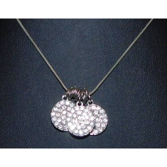 Casual Glam Triple Rhinestone Medallion Silver Tone Necklace - Picture 6 of 6